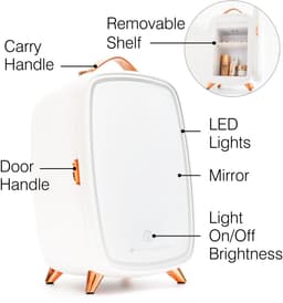 Rio FRBL - Skincare beauty Fridge - Make-up Koelkast - mini koelkast - met Spiegel & dimbare LED verlichting - 6 liter — thumbnail 3