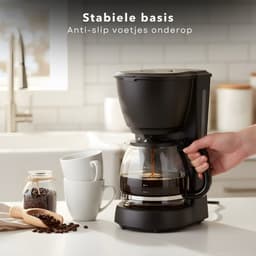 Cheqo® Koffiezetapparaat met Glazen Kan - Uitneembaar Filter - Anti-Drup Functie - Koffiezet Apparaat - Filterkoffie Machine - Warmhoudplaatje - Koffiemachine - Zwart Koffiezetapparaat - Betrouwbare Koffiemachine — thumbnail 3