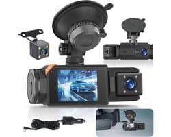 Dash Cam 1080P met 3 Kanalen, WiFi en Nachtzicht - Volledige HD Autobewakingscamera