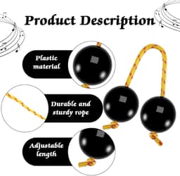 2 stuks - Ritme Maracas - Ritme Ballen - Kasaka Maracas - Handgemaakte percussie-instrumenten - Geschikt voor kinderen, volwassenen, bruiloften, feesten en muzieklessen - Zwart - 20 x 5 cm — thumbnail 5