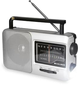 Caliber Noodradio met Zaklamp - Draagbare radio - Werkt op batterijen en op Netstroom - Retro radio - FM radio - Keukenradio - Noodradio Denk Vooruit - Handvat - Koptelefoonaansluiting - Zilver (HPG317-R) — thumbnail 2