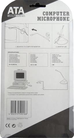 ATA Desktop Microphone, bureau microfoon, 30Hz - 16kHz, 2 meter, 3.5 mm jack, Wit — thumbnail 3