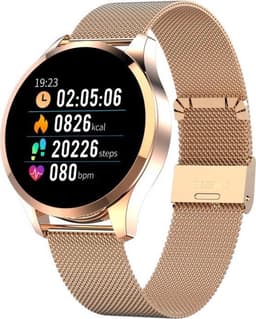 Belesy® Q9 - model 2021 - Smartwatch Dames - Smartwatch Heren - Horloge - Stappenteller - Hartslag - Calorieën - 1.3 inch - Kleurenscherm - 10x Sporten - INDOOR en OUTDOOR - Milanees staal - Rosegoud - Moederdag — thumbnail 3