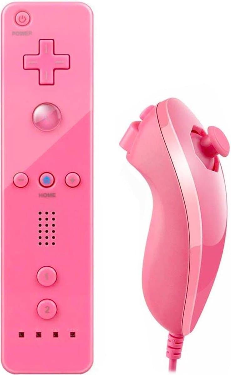 Wii Controller + Wii Nunchuk - Voor Wii & Wii U – Roze — afbeelding 1