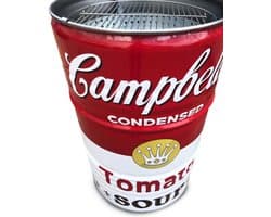 BarrelQ Big - Houtskoolbarbecue - Campbell's Soup Special Edition - Staal - Ø57x87 cm - Vuurkorf & Statafel in 1 - 200L