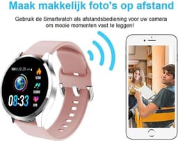 Belesy® BQSiZiPk - Limited edition - Smartwatch Dames - Smartwatch Heren - Horloge - Stappenteller - 1.3 inch - Kleurenscherm - 10x Sporten - INDOOR en OUTDOOR - Zilver - Siliconen - Roze - Moederdag — thumbnail 3