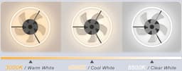 MiShar Plafond Ventilator Lamp - 51 CM - Smart Lamp - 6 Standen - 1 grote led strook - Dimbaar - Zwart - Kroonluchter LED Ventilator - Chandelier Fan - Woonkamer Lamp - Ventilator Lampen - Slaapkamer lamp - Eetkamerlamp — thumbnail 2