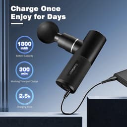 Massage Pistool Diepteweefsel Percussie Massageapparaat voor Rug en Nekspieren - Siliconen Massagekoppen - USB-Oplaadbaar - Draagtas — thumbnail 5