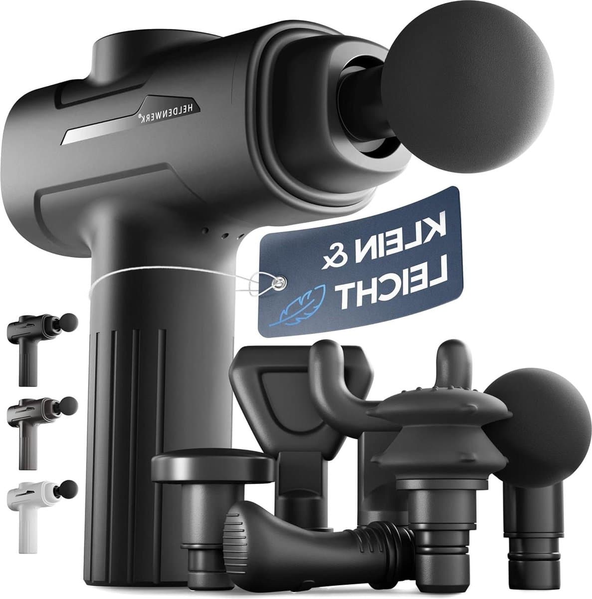 Massage Pistool 6 massagekoppen 3200 omw-min USB-C-aansluiting spiermassage gun zwart — afbeelding 1