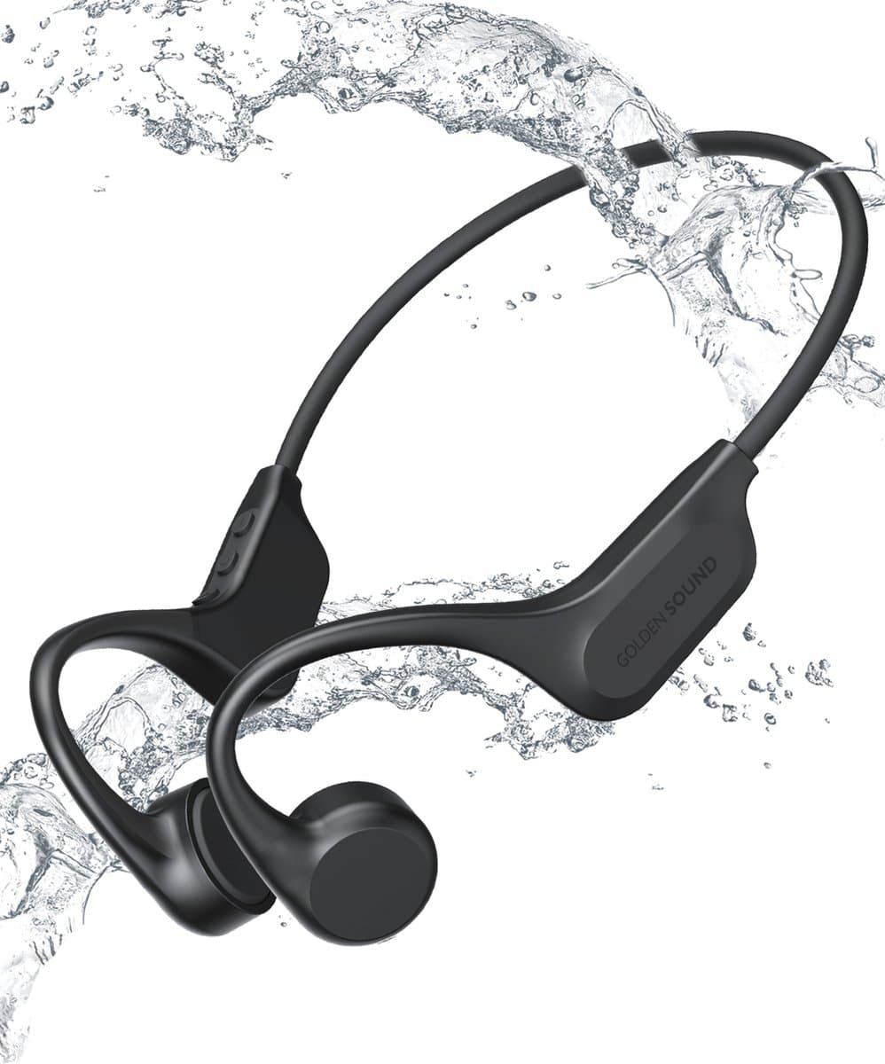 Golden Sound Wave - Sport oordopjes - Bone Conduction headphone - Open ear Sporthoofdtelefoon - Oortjes draadloos - Draadloze oordopjes - Waterbestendig - 32GB Interne geheugenkaart - Geschikt voor elke laptop en smartphone — afbeelding 1