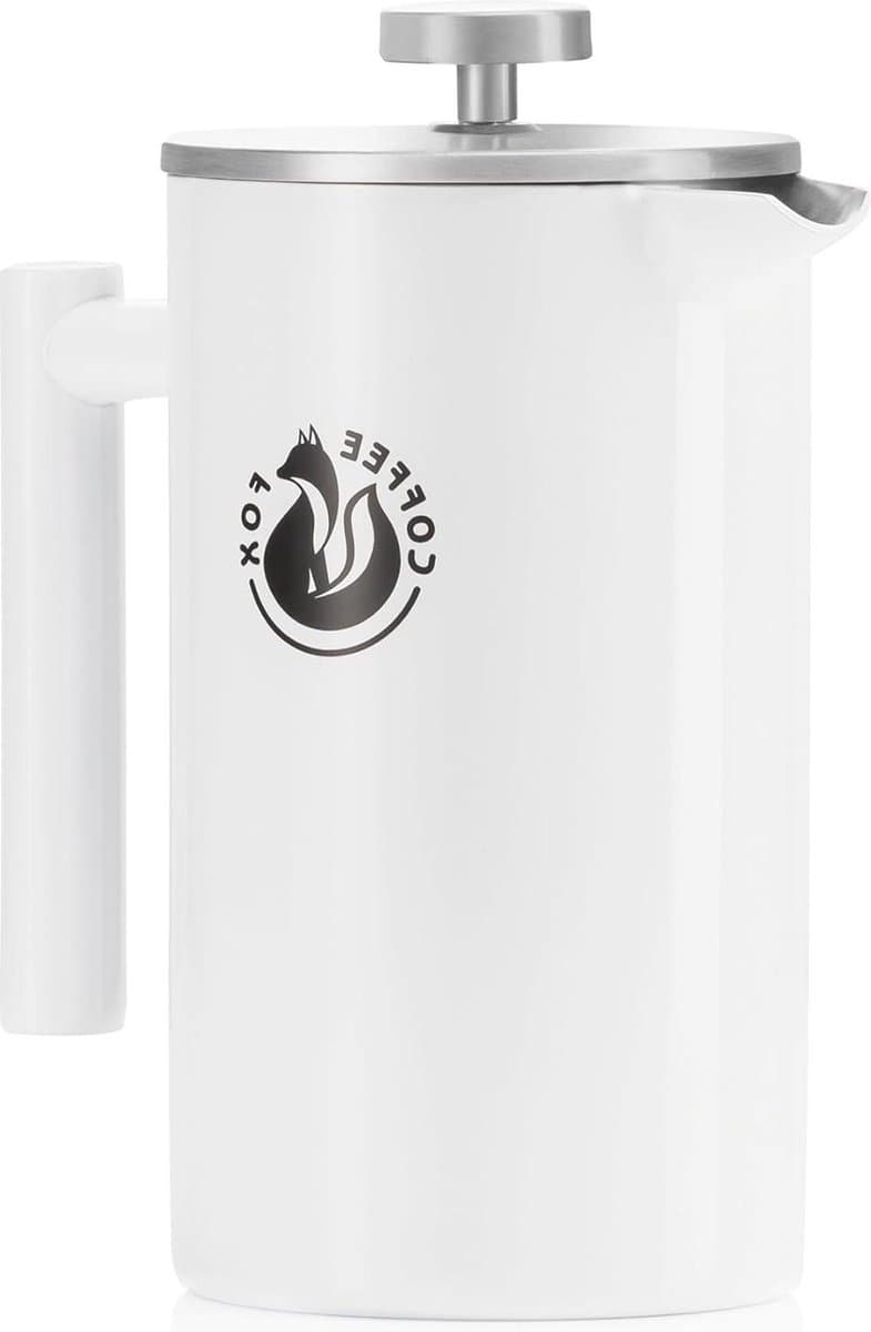 French press koffiepot gemaakt van dubbelwandig roestvrij staal - Zwarte persfilterkan - Franse koffiepers - 350 ml — afbeelding 1