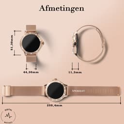 Digital Nativez dames smartwatch horloge rosegoud met echte zirkonia’s | incl. extra, makkelijk verstelbare, horlogeband | geschikt voor Iphone en Android | met o.a. NL menu| incl. luxe giftbox - kado — thumbnail 3