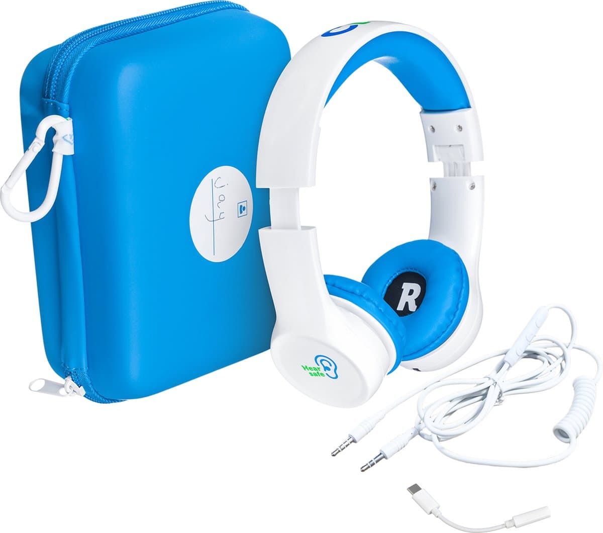 Clevy Hearsafe (Max 85 dB) - Koptelefoon voor kinderen met case en USB-C adapter - Blauw - Ontworpen voor de schoolklas - Kids Headphone - Headset — afbeelding 1