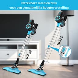 Stofzuiger zonder Zak – Op Accu – Vlekkenreiniger – Tapijtreiniger – Vacuum Cleaner – Draadloos – Extra Licht – Blauw/Grijs — thumbnail 5