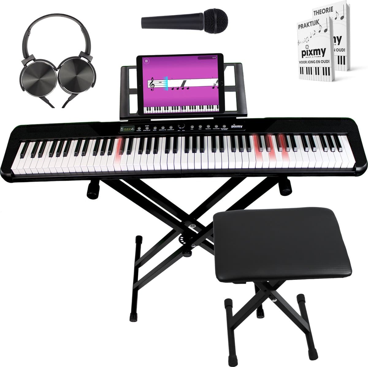 PIXMY - Keyboard - MP188 COMPLEET - Keyboard Piano - APP 88Keys - Voor Jong En Oud - Lichtgevende Toetsen - Digitale Piano - MP188(C) — afbeelding 1