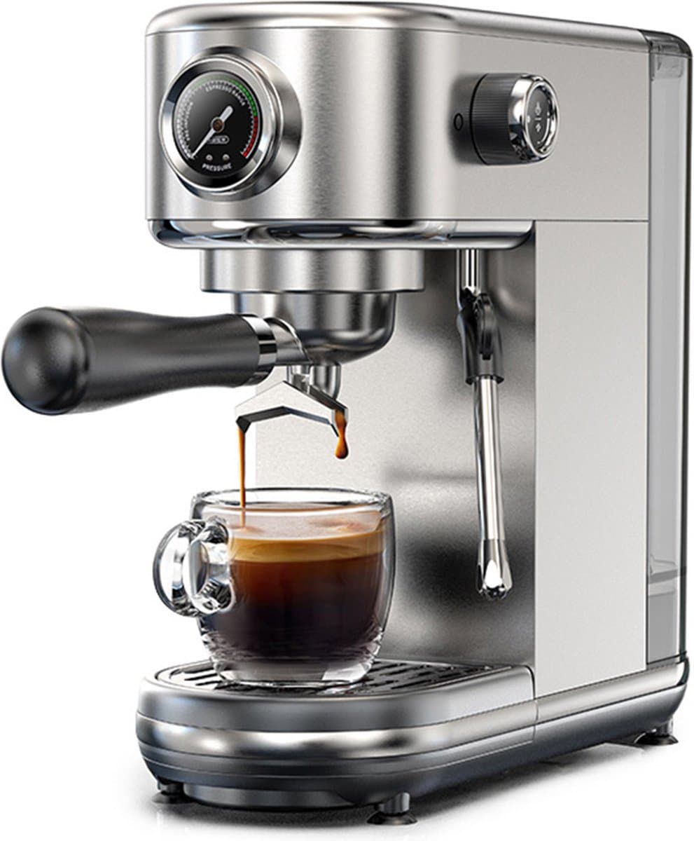 HiBREW H10B 20 bar semi-automatische espressomachine voor koffie en cappuccino, instelbare temperatuur, warm/koud, super-slanke koffiezetapparaat - roestvrij staal — afbeelding 1