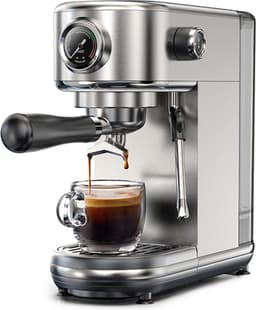 HiBREW H10B 20 bar semi-automatische espressomachine voor koffie en cappuccino, instelbare temperatuur, warm/koud, super-slanke koffiezetapparaat - roestvrij staal — thumbnail 1