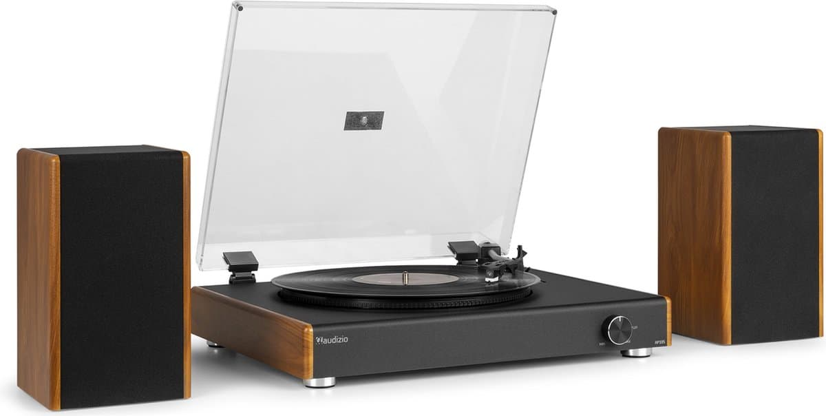 Platenspeler Bluetooth - LP speler met stereo speakers - Audizio RP335 - Retro - Houtlook — afbeelding 1