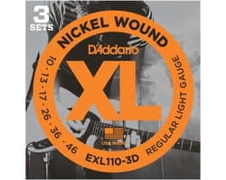 D'Addario E-Git.snaren EXL110-3D 10-46 nikkel omwonden 3er Set - Elektrische gitaarsnaren