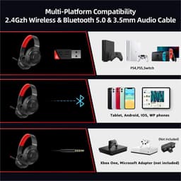 Fuegobird UG-01 - 2.4GHz Draadloze Gaming Headset - RGB - Bluetooth koptelefoon met microfoon - Multiplatform - Geschikt voor Nintendo Switch/PS4/PS5/PC - Zwart Rood — thumbnail 2