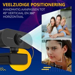 Full HD Webcam voor PC & Laptop - Ingebouwde Microfoon - Autofocus - Plug and Play - Voor Android, iOs en Windows — thumbnail 5