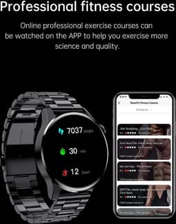 DrPhone ModelX5 - Metalen Smartwatch 46mm - A-GPS - Sport Mannen - Touchscreen - Berichten - Bluetooth Bellen + Extra Siliconen Band - Zwart — thumbnail 2