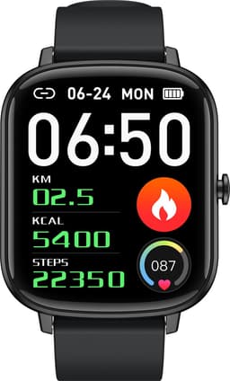 Belesy® PEARL 55 - Smartwatch Dames - Smartwatch Heren - Horloge - 1.7 inch – kleurenscherm – Stappenteller - Gezondheidsindicatoren – Je eigen foto als wijzerplaat - Siliconen – Zwart - Moederdag — thumbnail 4