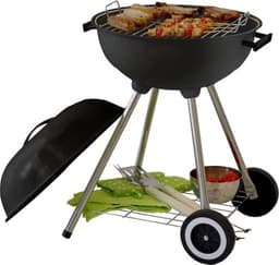 Houtskoolbarbecue - Kogelbarbecue 45 x 70 centimeter - Ronde Barbecue - Barbecue op Wielen - Zwart - Metaal — thumbnail 1