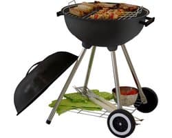 Houtskoolbarbecue - Kogelbarbecue 45 x 70 centimeter - Ronde Barbecue - Barbecue op Wielen - Zwart - Metaal