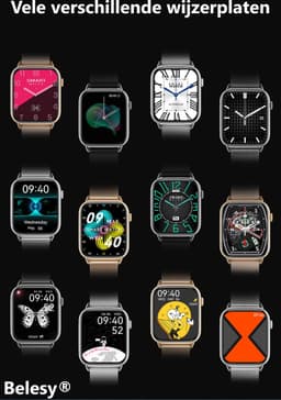 Belesy® HIMALAYA - Smartwatch Heren – Smartwatch Dames - Horloge – Stappenteller – Calorieën - Hartslag – Sporten - Je eigen foto als wijzerplaat - Kleurenscherm - Full Touch - Bluetooth Bellen – Goud – Silicone – Roze - Moederdag — thumbnail 5