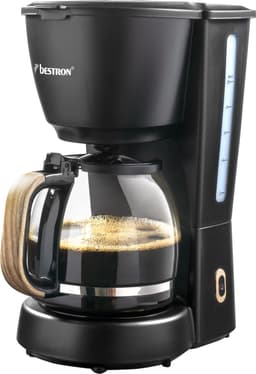 Bestron Koffiezetapparaat filterkoffie 1000W - ACM900BW - 1,5L, 10 koppen - Glazen kan - Zwart/hout - 5 jaar garantie - WK — thumbnail 1
