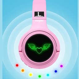 koptelefoon kinderen draadloos - hoofdtelefoon voor kinderen met engelen vleugels - roze - Bluetooth — thumbnail 3