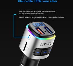 DW-G Bluetooth FM Transmitter - Auto Lader - Carkit - Handsfree - MP3 - USB - SD Kaart - Snel Lader - Audio Receiver — thumbnail 2