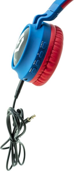 PowerLocus Buddy Draadloze On-Ear Koptelefoon voor Kinderen, LED lampjes, 85db Limiet, met Microfoon, Micro SD poort - Blauw/Rood — thumbnail 3