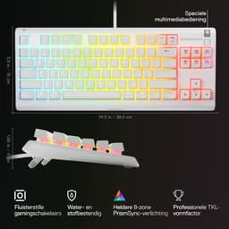SteelSeries Apex 3 TKL - Wit - RGB Gaming Toetsenbord - US Qwerty - IP32 Waterbestendig — thumbnail 2
