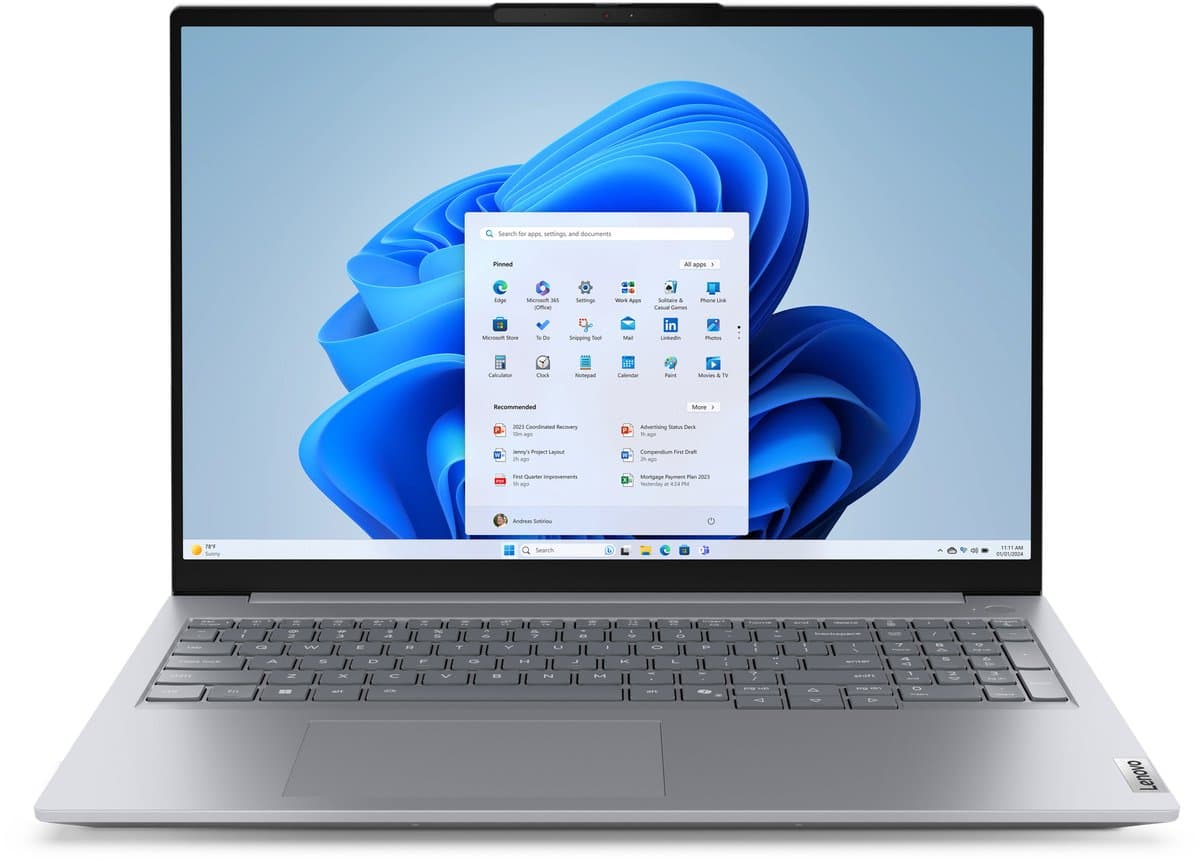 Lenovo ThinkBook 16 G8 IRL Intel Core 7 240H Laptop 40,6 cm (16") WUXGA 16 GB DDR5-SDRAM 512 GB SSD Wi-Fi 6E (802.11ax) Windows 11 Pro Engels Grijs — afbeelding 1