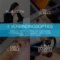 JLab Epic Work Headset met Microfoon - Bluetooth Dongle - Computer Headset Voor Laptop en PC - 90 uur Batterij - USB C - 2 in 1 Charging Dock - Draadloze Koptelefoon — thumbnail 5