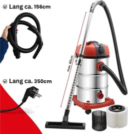 STAHLMANN VAC3300 industriestofzuiger nat en droog; 30L tank, geïntegreerd stopcontact, krachtig 3300W, met en zonder zak, blaasfunctie, machineaansluiting, professioneel apparaat, industriële stofzuiger — thumbnail 4