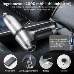 DailySupplies® Handstofzuiger Draadloos - Auto Stofzuiger - Kruimeldief Snoerloos - Kruimelzuiger - Zilver — thumbnail 4