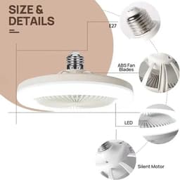 Livano Plafondventilator - Met Verlichting - Plafond Ventilator - Met Lamp - Plafonniere Met Ventilator - (Met Licht) - Wit — thumbnail 3