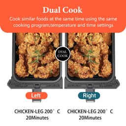 Uten - Dubbele Airfryer - XXL - Hetelucht friteuse - 8 programma's - 4 Accesoires - PFAS vrij - 40 tot 200°C - 1700W - Zwart — thumbnail 3