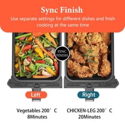 Uten - Dubbele Airfryer - XXL - Hetelucht friteuse - 8 programma's - 4 Accesoires - PFAS vrij - 40 tot 200°C - 1700W - Zwart — thumbnail 2