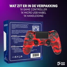 Dadson Draadloze Controller - Geschikt voor PS4 - Camouflage Rood — thumbnail 5