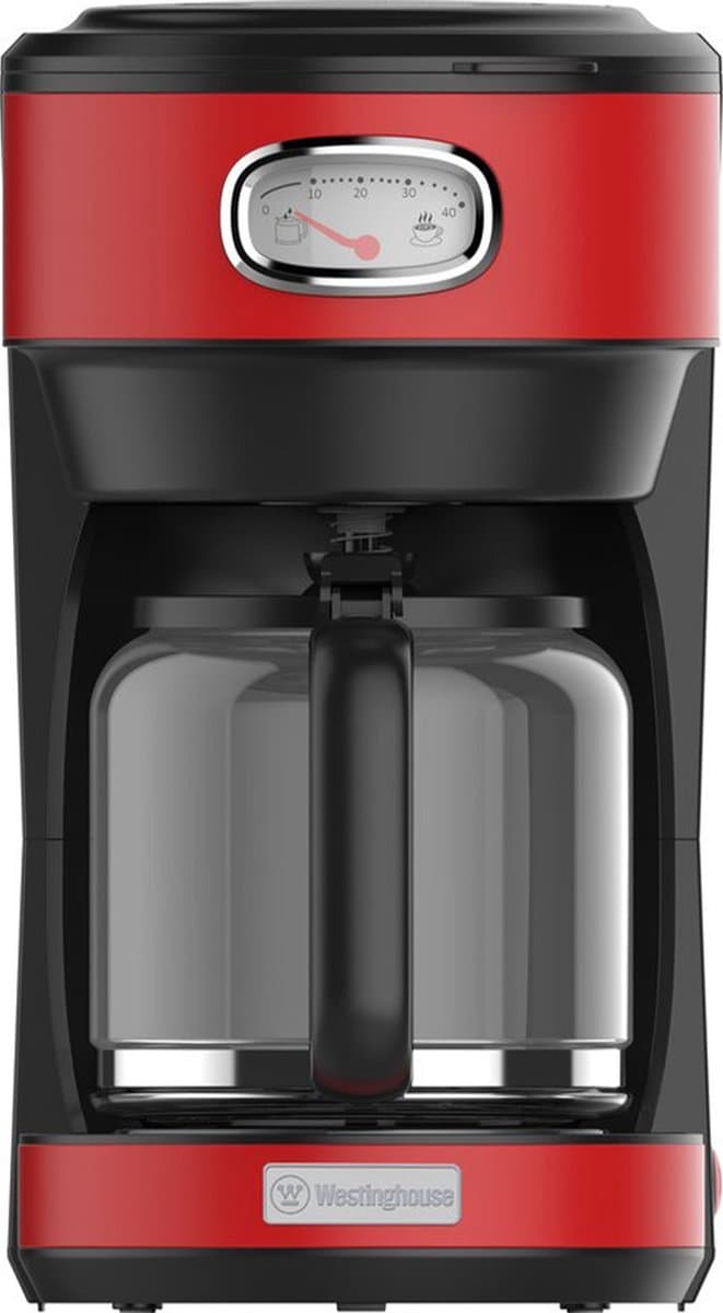 Westinghouse Retro Filter-koffiezetapparaat – Filterkoffie – Herbruikbaar Filter – 1,25L – 10 Koppen – 1000W – Rood — afbeelding 1