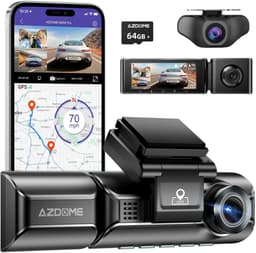 AZDome M770 Pro 3CH 4K Wifi Gps dashcam voor auto met interieur camera - 4K + 2x Full HD resolutie - Night vision - Parkeerbeveiliging - 64gb Micro SD kaart - 3,0 inch LCD scherm - 170 + 140 + 140 graden kijkhoek - Nachtzicht — thumbnail 1