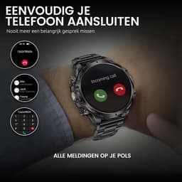 Royal Empire Smartwatch Heren – 53mm Sport Smartwatch – RVS & TPU Band – Hartslag & Bloeddrukmeter – Stappenteller – Slaapmonitor – Multisport – 700mAh Accu – Inclusief LED Lamp – Geschikt voor alle Smartphones — thumbnail 5
