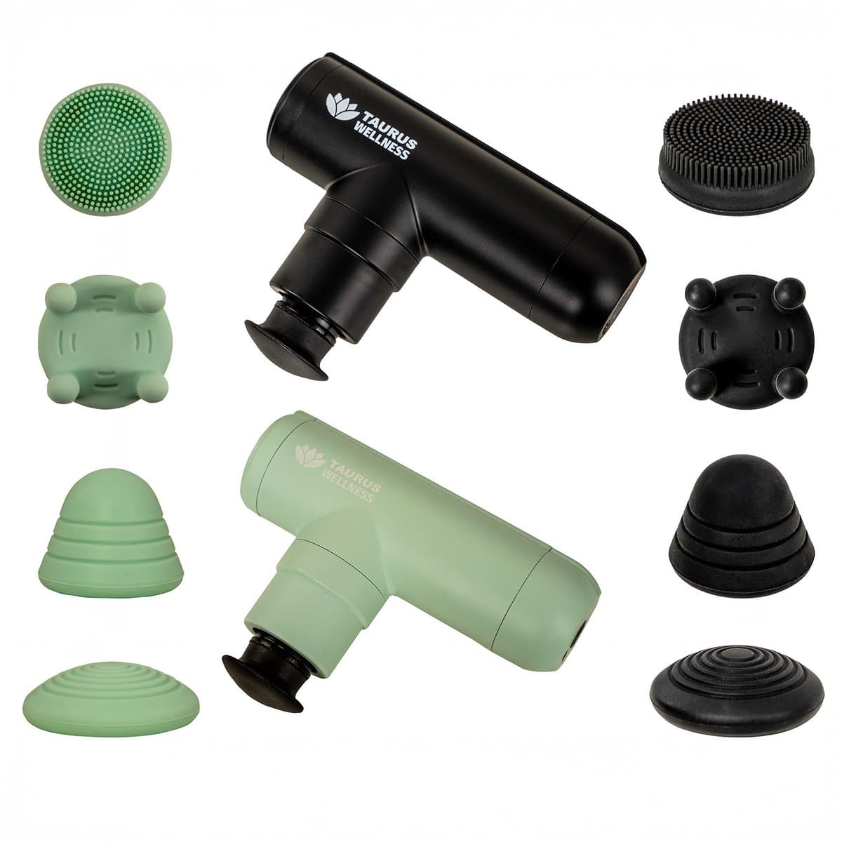 Taurus Wellness Mini Massageapparaat Mintgroen – Compacte Massage Gun met 4 Trillingsniveaus – Draadloos en Oplaadbaar – Spierherstel & Ontspanning — afbeelding 1