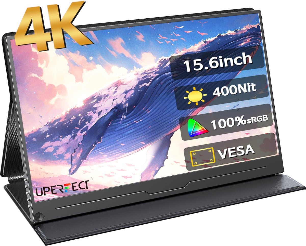 UPERFECT Portable Monitor J08 15,6" 4K Draagbare Monitor | 100% sRGB draagbaar scherm| Aluminium Frame | Dual USB-C PD | Anti-verblindend IPS — afbeelding 1