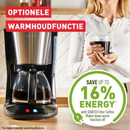 Tefal Subito CM5S1D - Filter koffiezetapparaat - 1.25L - Herbruikbaar filter - 15 Kopjes - Optionele Warmhoudfunctie - Modern Design - RVS — thumbnail 5