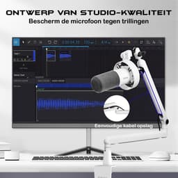 FIFINE - T688W - USB / XLR - Dynamische Microfoon - Met Boom Arm - Streaming - Podcasting - Gaming - Geschikt voor PS4 / PS5 / PC - Wit — thumbnail 4